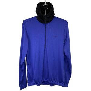 Performance Men’s Blue and Black 3/4 Zip Pullover Hooded Sweatshirt Size XL